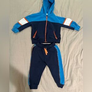 deux par deux Navy, Bright Blue & Orange Hooded Jogger Set